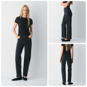Denim Forum The Arlo High Rise Black Straight Leg Jeans